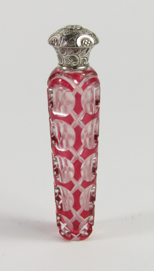 Appraisal: A late thC Continental red flashed glass scent bottle of