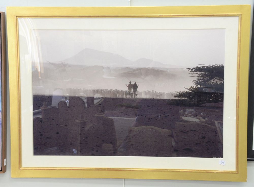 Appraisal: Chromolithograph landscape with herd of goats signed lower right sight