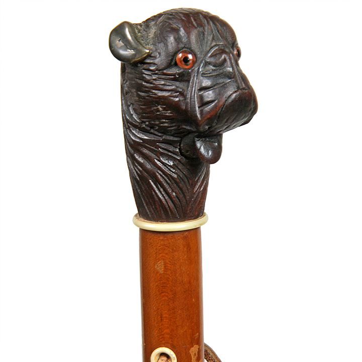 Appraisal: Tepliz Dog Glove Holder Cane Ca - A carved dog