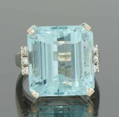 Appraisal: A Ladies' Aquamarine and Diamond Ring k white gold mounting