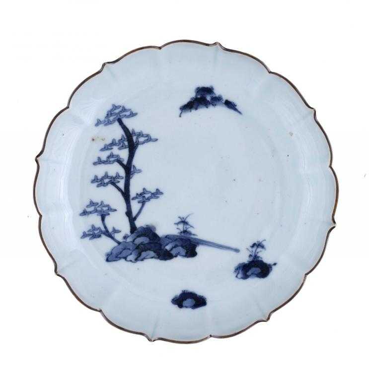 Appraisal: AN ARITA PETAL LOBED DISH painted in inky underglaze blue