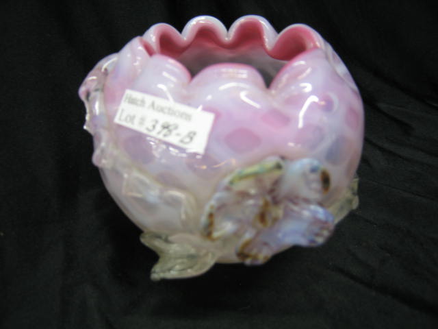 Appraisal: Victorian Opalescent Art Glass Rose Bowl applied floral attributed to