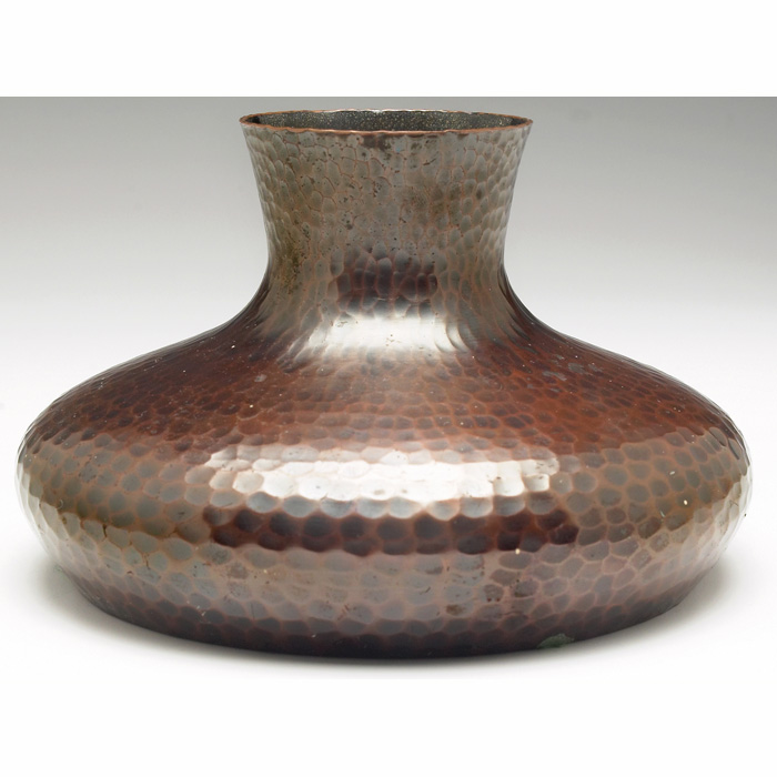 Appraisal: Roycroft vase squat shape in hammered copper original patina impressed