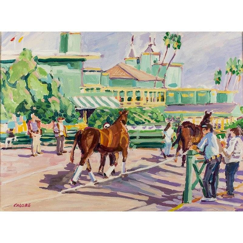 Appraisal: Pam Calore Painting Framed oil depiction of a racetrack by