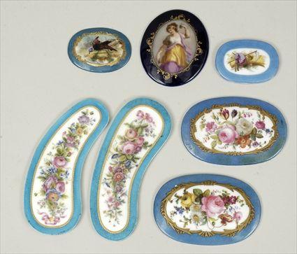 Appraisal: Twenty-Five French Gilt and Polychrome Decorated Porcelain Furniture Plaques Together