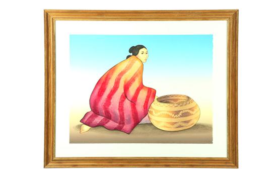 Appraisal: WOMAN WITH BASKET BY R C GORMAN NEW MEXICO -