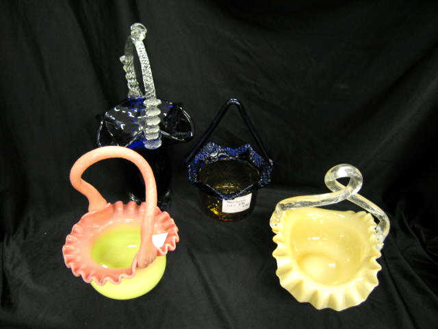 Appraisal: Art Glass Basket Fenton peachblow cobalt others