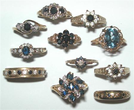 Appraisal: A collection of eleven assorted gem set rings most ct