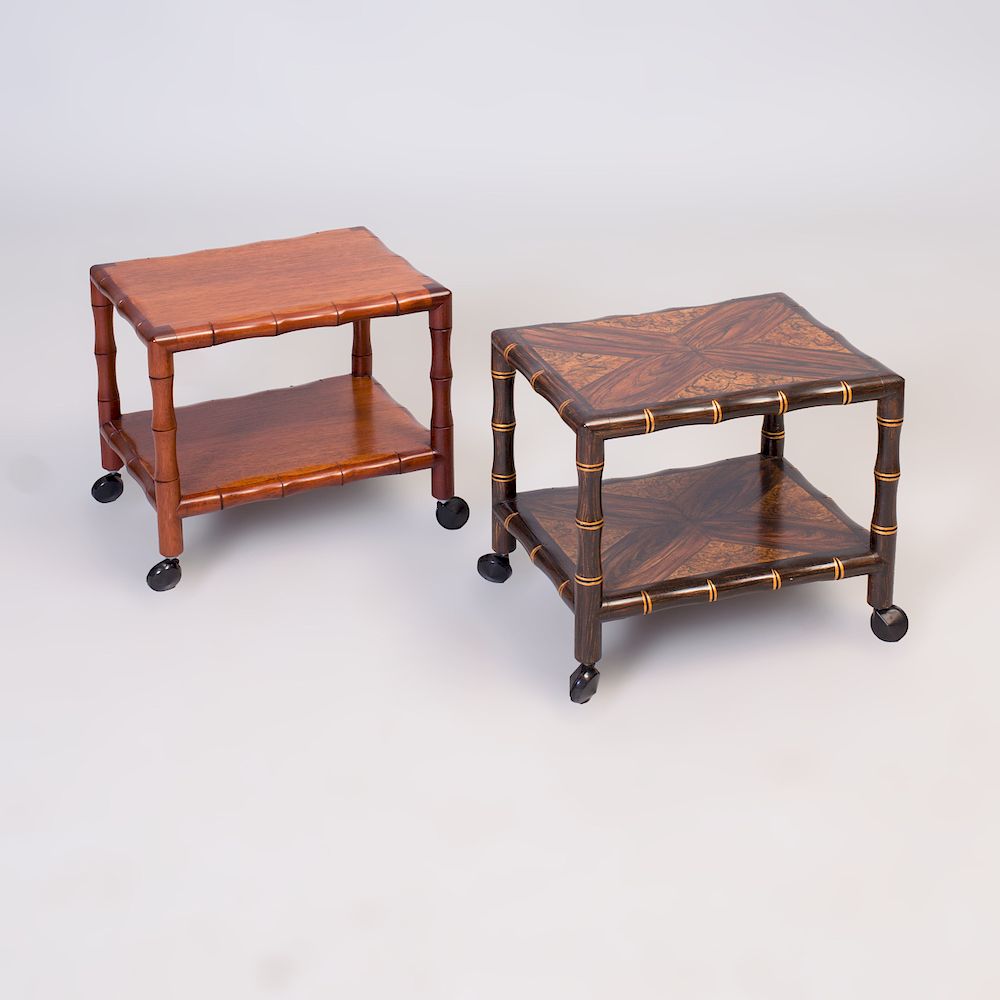 Appraisal: Two Faux Bamboo Telephone Tables One faux grain painted x