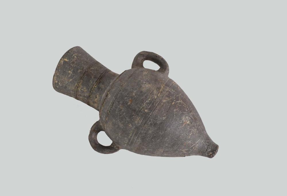 Appraisal: JUDEAN BRONZE AGE TERRA COTTA DOUBLE-HANDLED JARJudea B C E