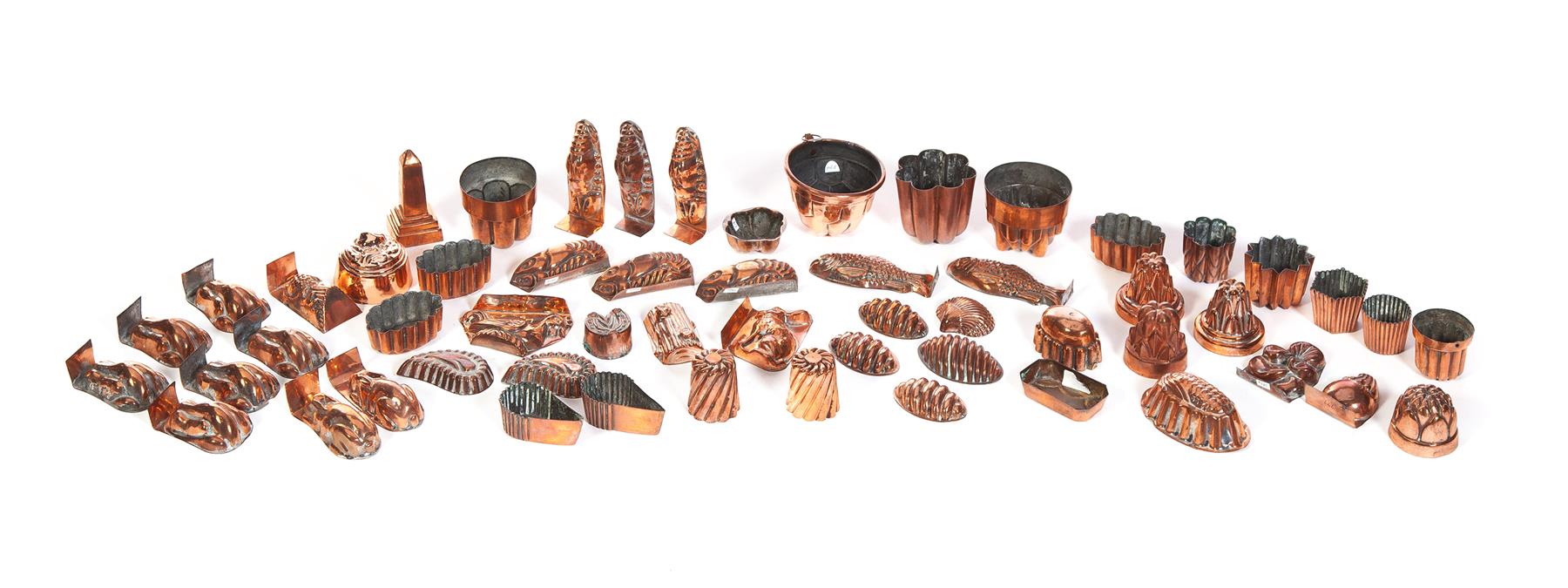 Appraisal: COLLECTION OF MINIATURE COPPER FOOD MOLDS WITH TINNED LINERS European