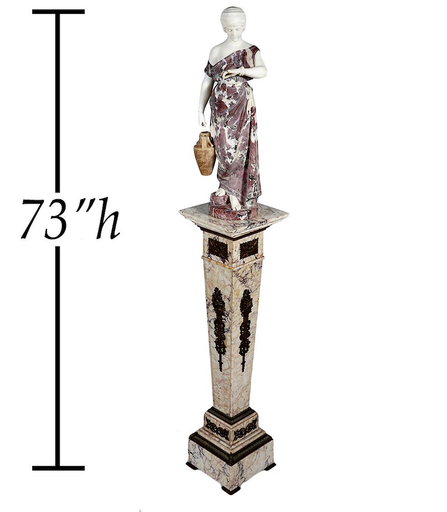 Appraisal: Rebecca at the Well' Marble Alabaster Statue Brushed violet marble