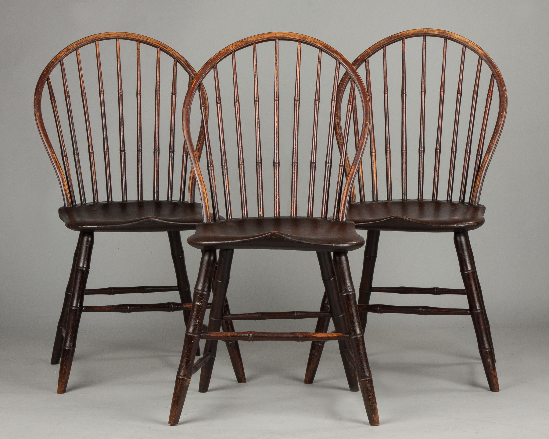 Appraisal: Set of Three New England Hoop Back Windsor Side Chairs