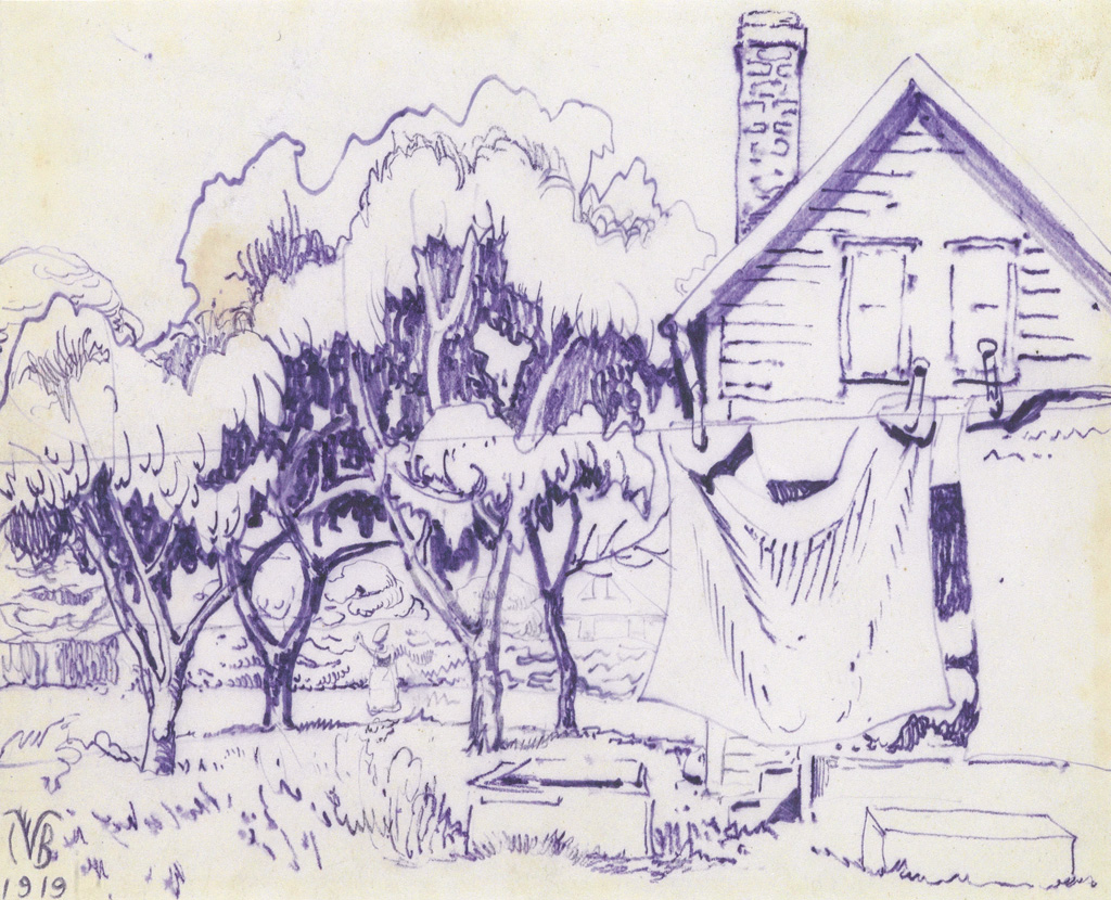 Appraisal: CHARLES BURCHFIELD Wash Line Pen and bluish purple ink on