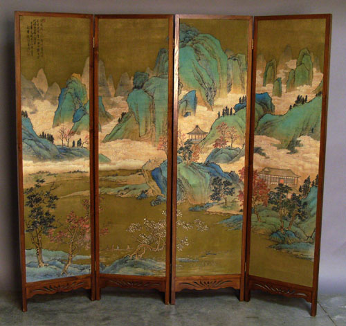 Appraisal: Japanese four-part folding screen h w