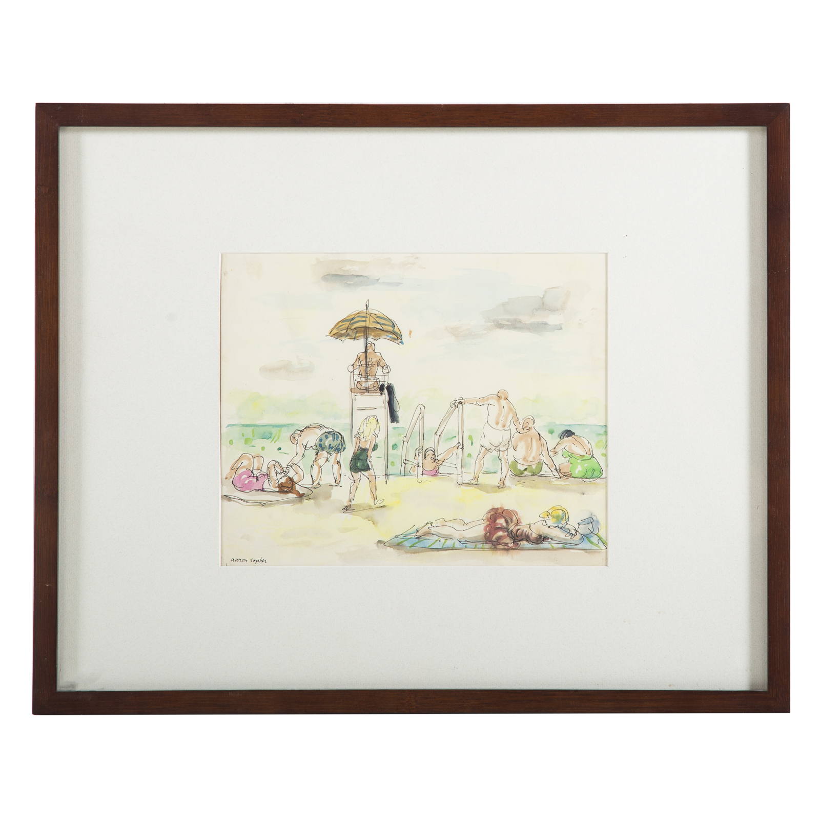 Appraisal: AARON SOPHER BATHERS WATERCOLOR American - Watercolor and ink on