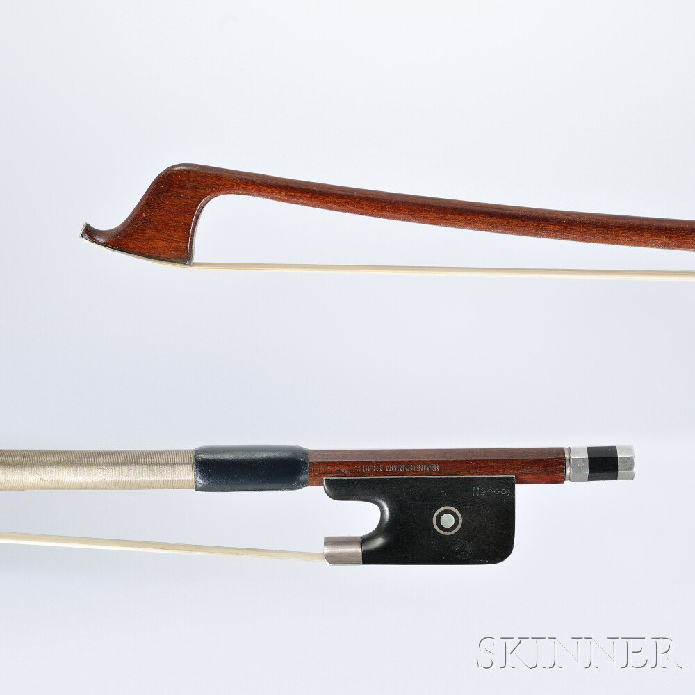 Appraisal: German Silver-mounted Cello Bow the round stick stamped ALBERT NURNBERGER