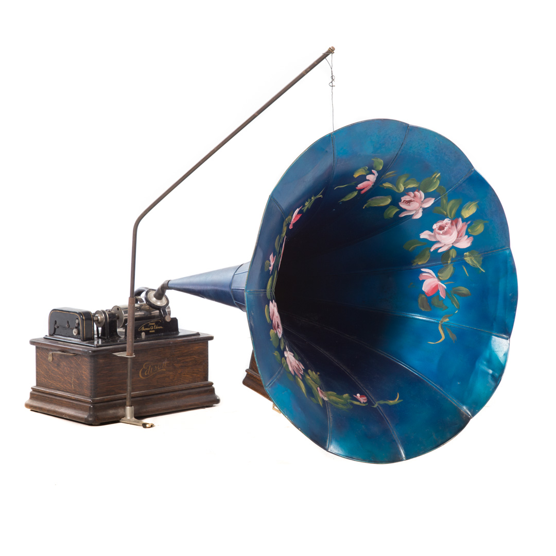 Appraisal: Edison Home phonograph with morning glory horn circa oak case