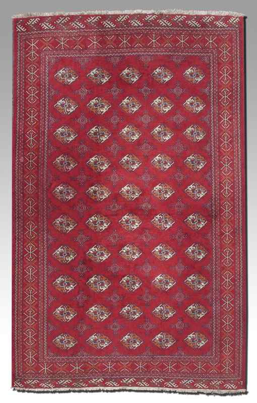 Appraisal: MODERN AFGHANI BOKHARA HAND KNOTTED WOOL RUG ' '' X