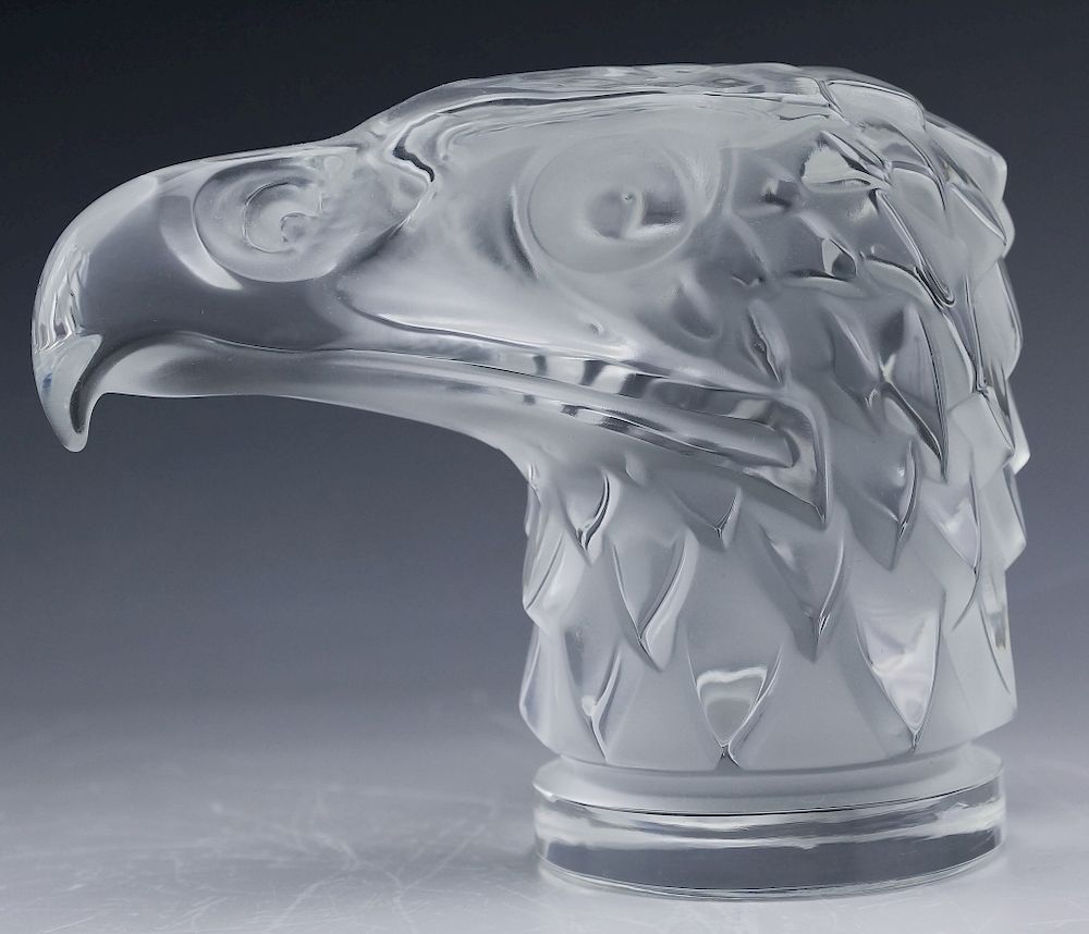 Appraisal: LALIQUE French Art Glass Eagle Head Mascot SIGNED Lalique France