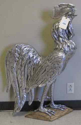 Appraisal: LARGE CAST ALUMINUM ROOSTER FIGURE cast in standing pose on