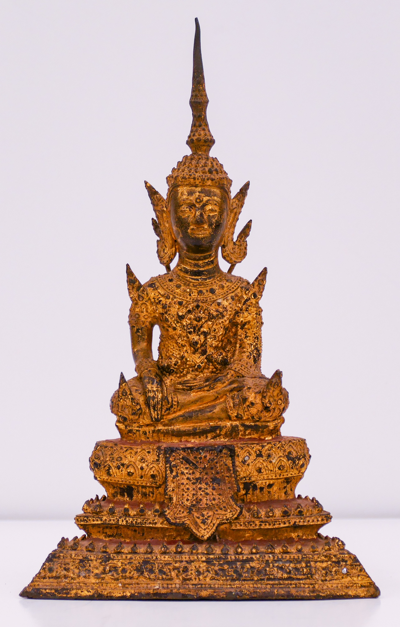 Appraisal: Antique Thai Gilt Bronze Ayutthaya Buddha on Throne ''