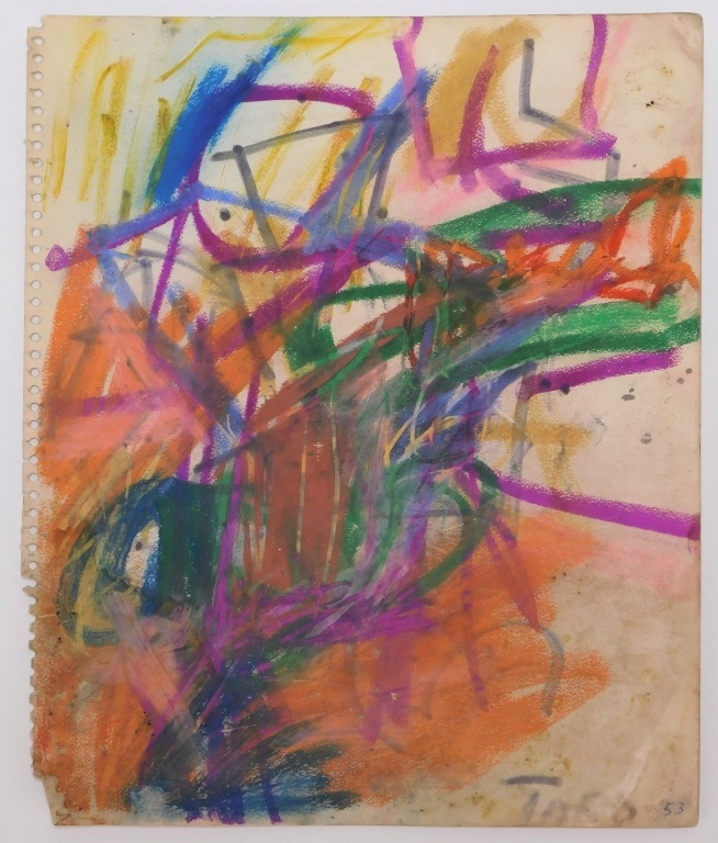 Appraisal: TARO YAMAMOTO ABSTRACT PASTEL DRAWING California Connecticut New York -