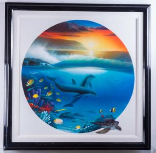 Appraisal: Robert Wyland Dolphin Oil on Canvas Robert Wyland American B