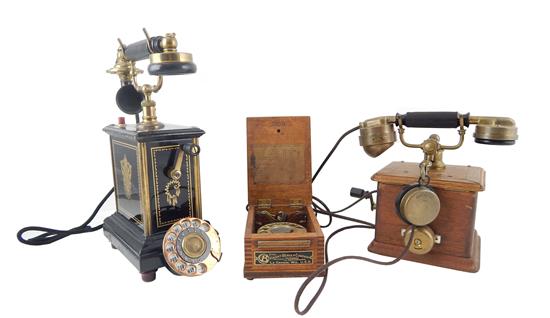 Appraisal: Two th C telephones Early th C tabletop crank telephone