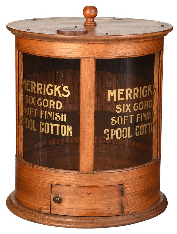 Appraisal: American Merrick's Oak Country Spool Cabinet with metal patent label