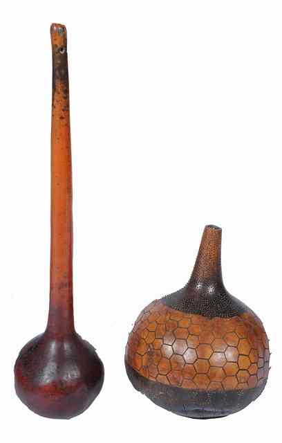 Appraisal: A NIGERIAN IBO TRIBE ELONGATED CALABASH long and a West