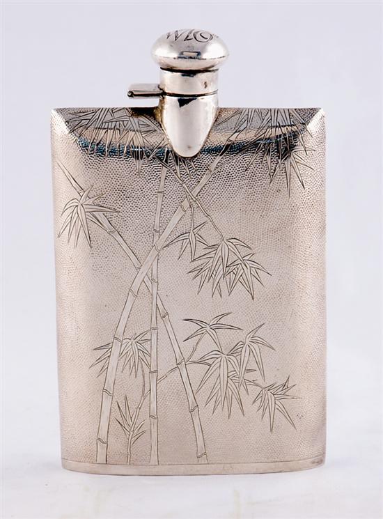 Appraisal: Japanese sterling flask mid th century twist and hinged cap