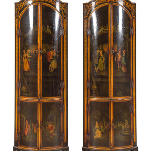 Appraisal: A Pair of Continental Painted Corner Cabinets Late th Early