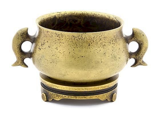 Appraisal: A Gilt Bronze Footed Censer Diameter inches A Gilt Bronze