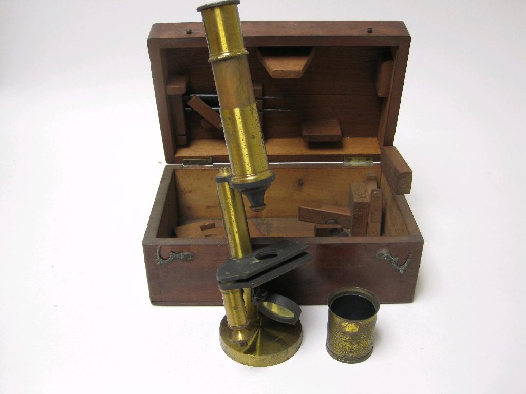 Appraisal: A th Century brass Microscope in mahogany case