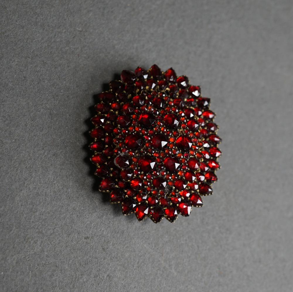 Appraisal: VICTORIAN BASE METAL AND GARNET BROOCH-LOCKET X INVictorian Base Metal