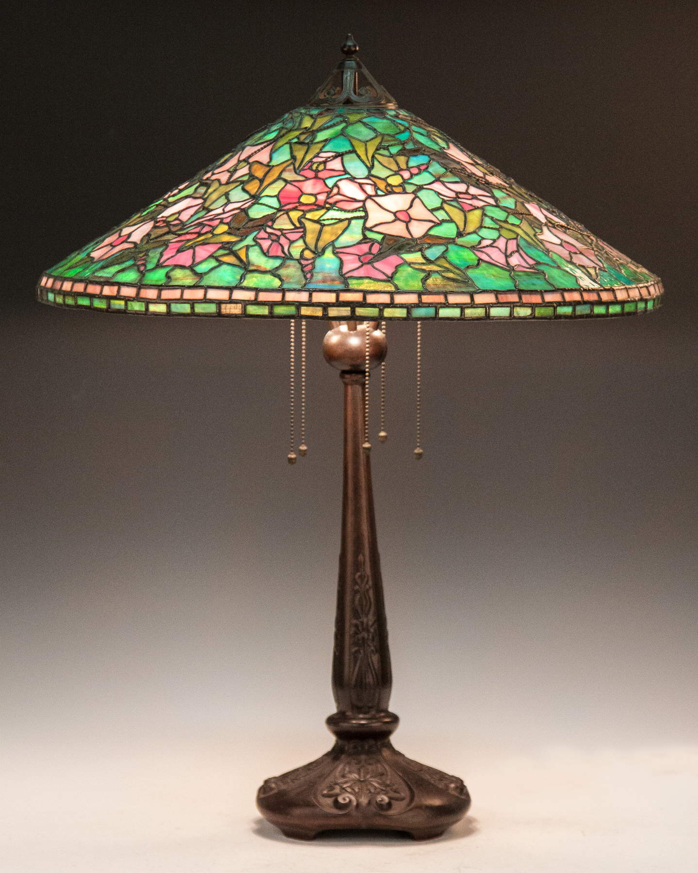 Appraisal: Leaded Glass Lamp Attr to Handel Morning Glories Early th