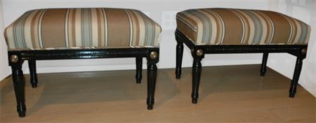 Appraisal: Pair of Neoclassical Style Black Painted Stools Stamped Jansen Estimate