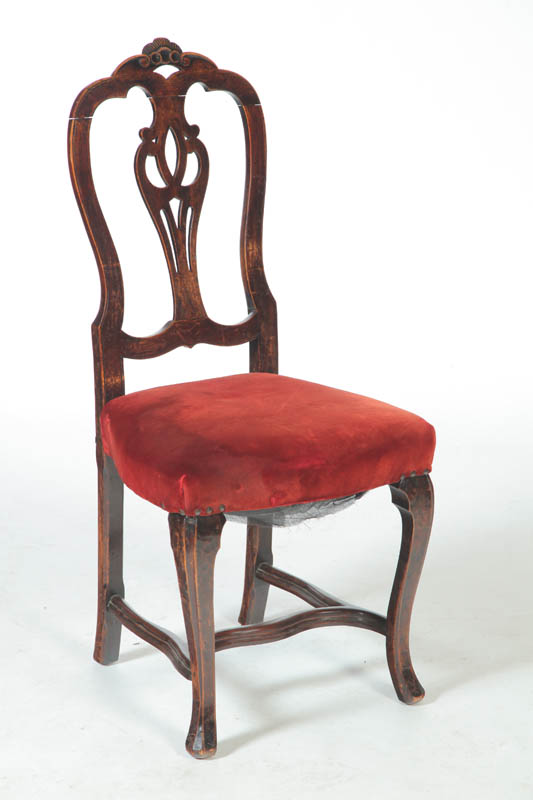 Appraisal: SIDE CHAIR Possibly Italy th century walnut and mixed woods