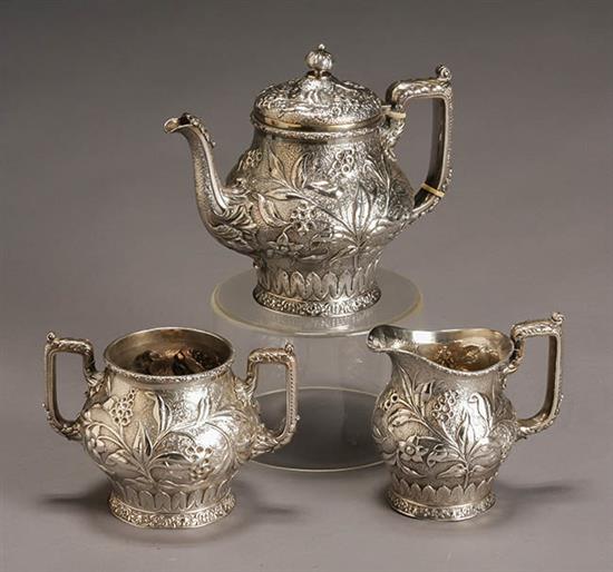 Appraisal: Dominick Haff Sterling Three-Piece Tea Set New York Dated Consisting