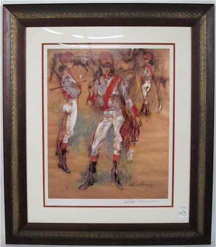 Appraisal: LEROY NEIMAN COLOR PRINT New York born ''Lady Jockey ''