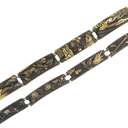 Appraisal: Two Antique Japanese Shakudo Bracelets Estimate -