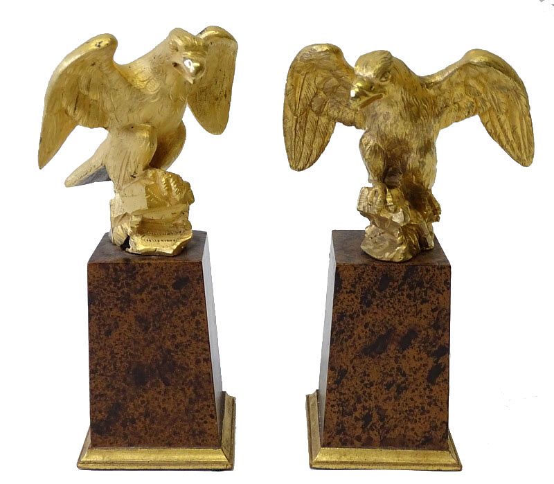 Appraisal: Pair of Gilt Bronze Eagle Sculptures Pair of Gilt Bronze