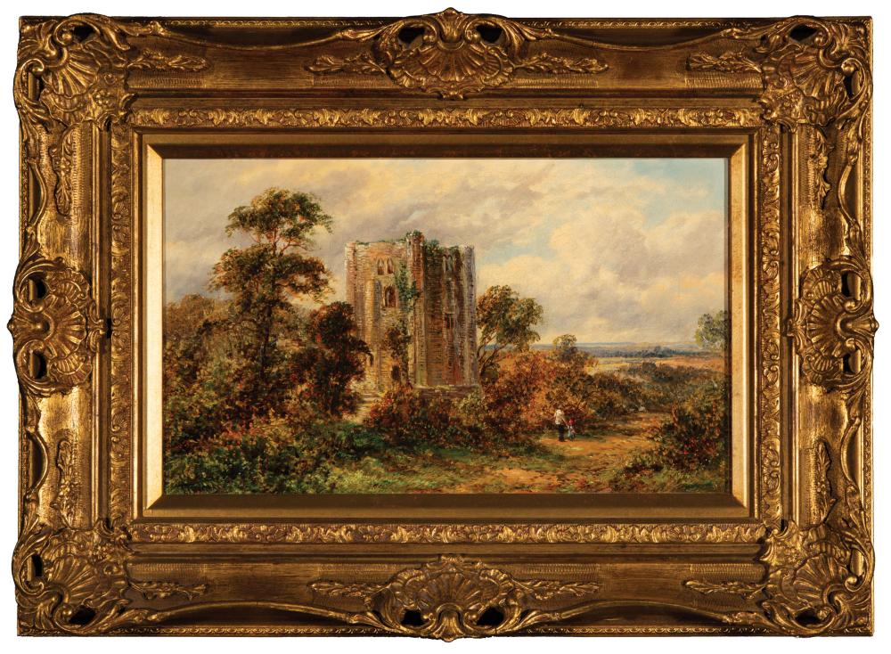 Appraisal: Thomas Thomas British th c Ruins oil on canvas signed