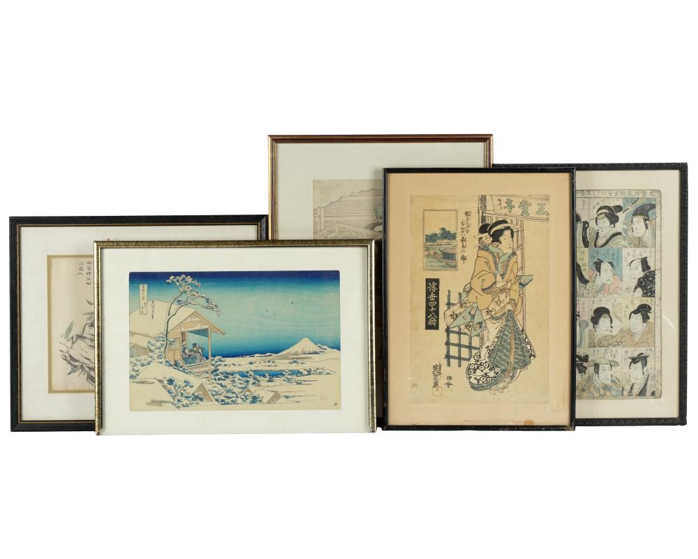 Appraisal: COLLECTION OF JAPANESE-COLORED WOODBLOCK PRINTSeach framed the first woman by