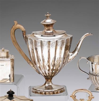 Appraisal: George III sterling silver coffeepot john mewburn london Of classical