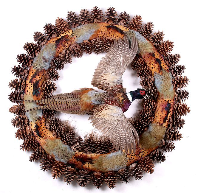 Appraisal: Excellent Flying Pheasant Wreath Mount This is an excellent flying