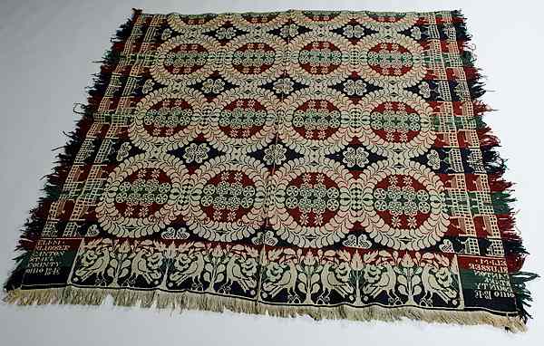 Appraisal: Stark County Ohio Jacquard Coverlets Three Ohio jacquard coverlets of