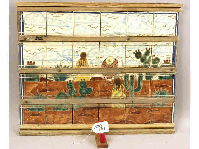 Appraisal: piece tiled pictorial back splash depicting a Southwest scene perfect