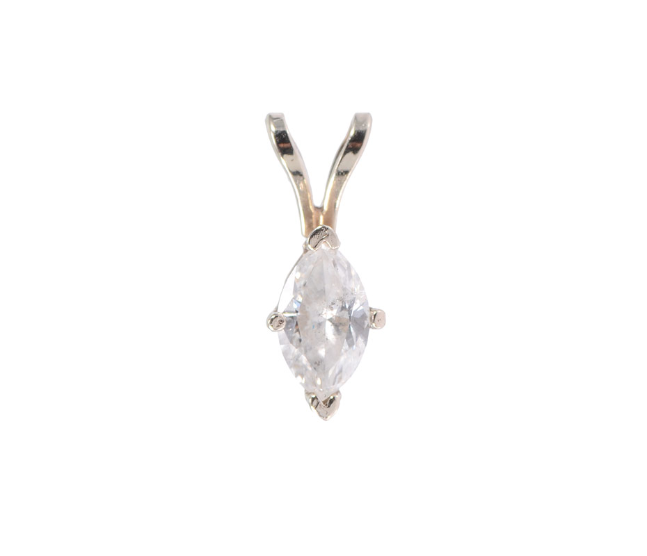 Appraisal: CT DIAMOND PENDANT K white gold solitaire pendant contains marquise